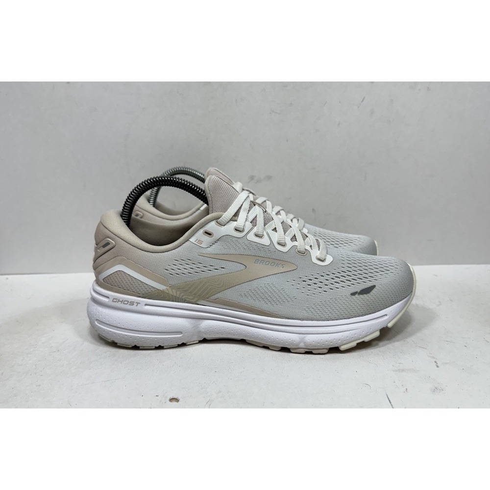 Brooks Ghost 15 Womens Size 8.5 Running Shoes White Oyster Indium 1203801B189